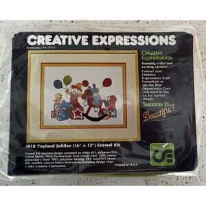NIP Vtg Creative Expressions 1018 “Toyland Jubilee” 16”x12”Crewel Craft Kit 1982